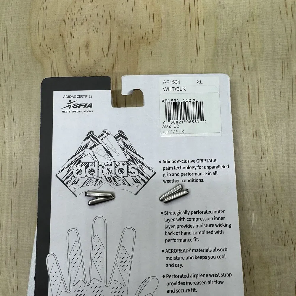 NEW Adidas Adizero 12 Football Gloves White Black Size XL AF1531-110